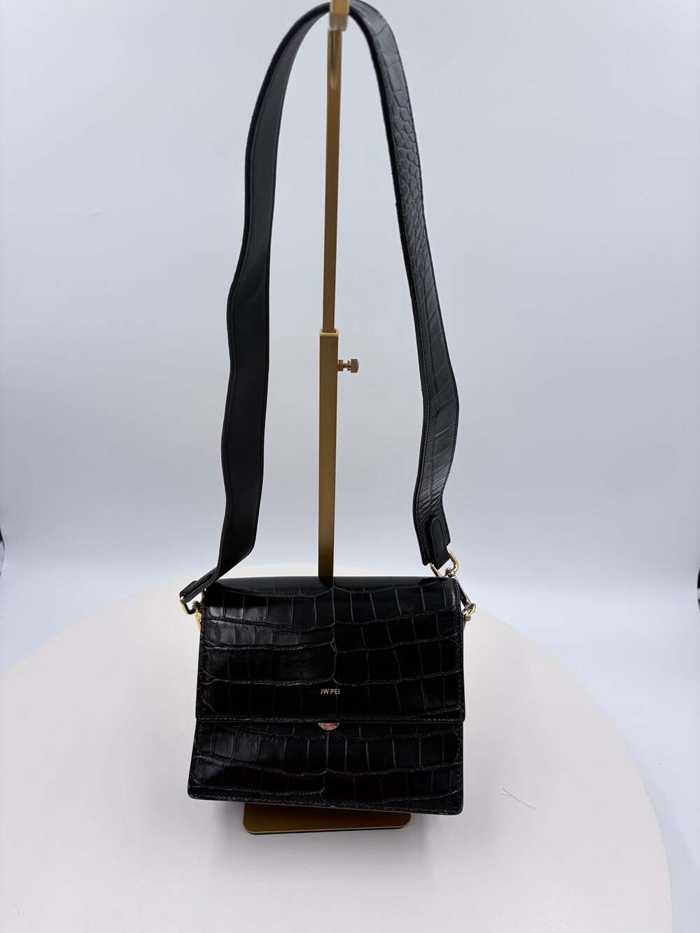 JW Pei Black alligator print crossbody purse